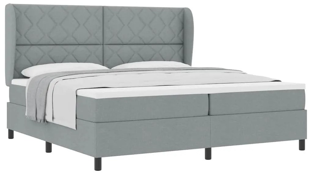 Cama Box com Colchão - Cinza Claro, 200x200 cm Tecido