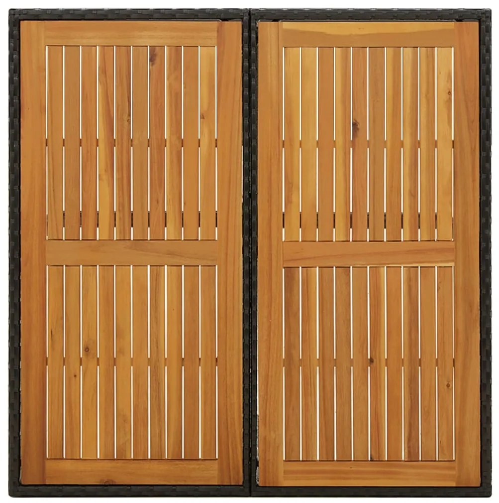 Mesa de jardim 109x107x74 cm vime PE e acácia maciça preto
