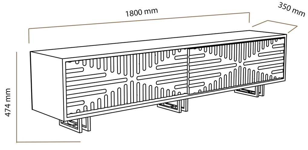 Móvel TV Askal – Carvalho e Branco – 180x47,4x35 cm