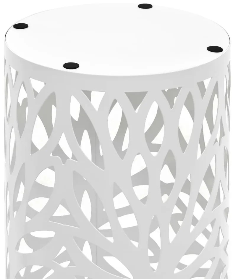 Suporte para guarda-chuvas com folhas em aço branco