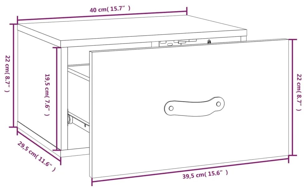 Mesas de cabeceira montagem na parede 2 pcs 40x29,5x22cm branco