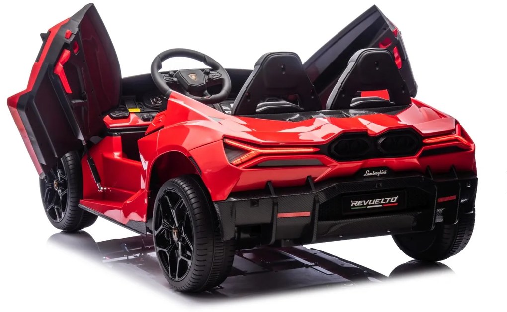 Carro elétrico para Crianças 2 Lugares Lamborghini Revuelto XL 24V 4x4 Rodas Espuma EVA, Assento Couro ecológico Vermelho