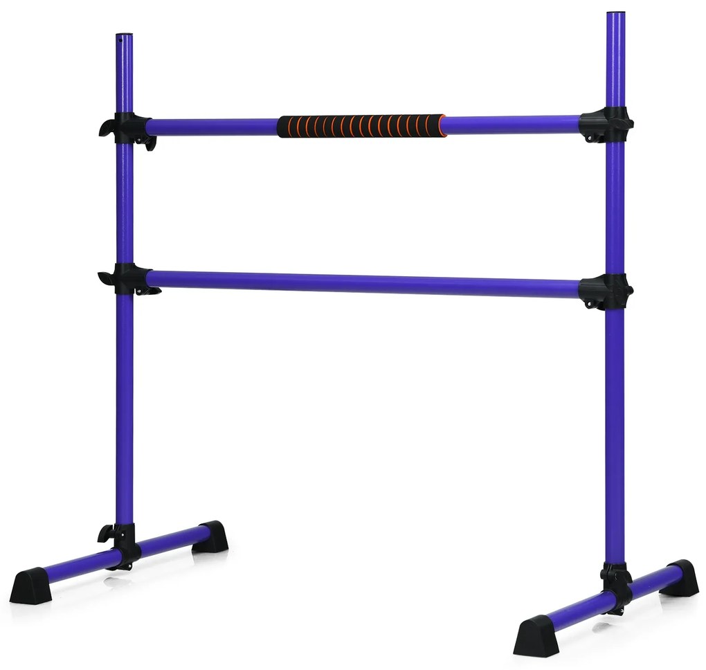 Barra dupla para ballet portátil com altura ajustável para meninas Adultos Fitness Dançar Alongar músculos 124,5 x 71 x 120 cm Violeta