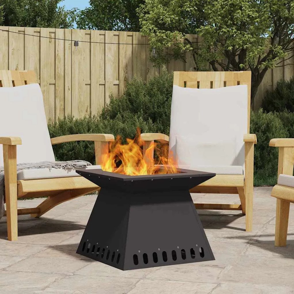 vidaXL Fire Pit Preto 48 x 48 x 40 cm Aço