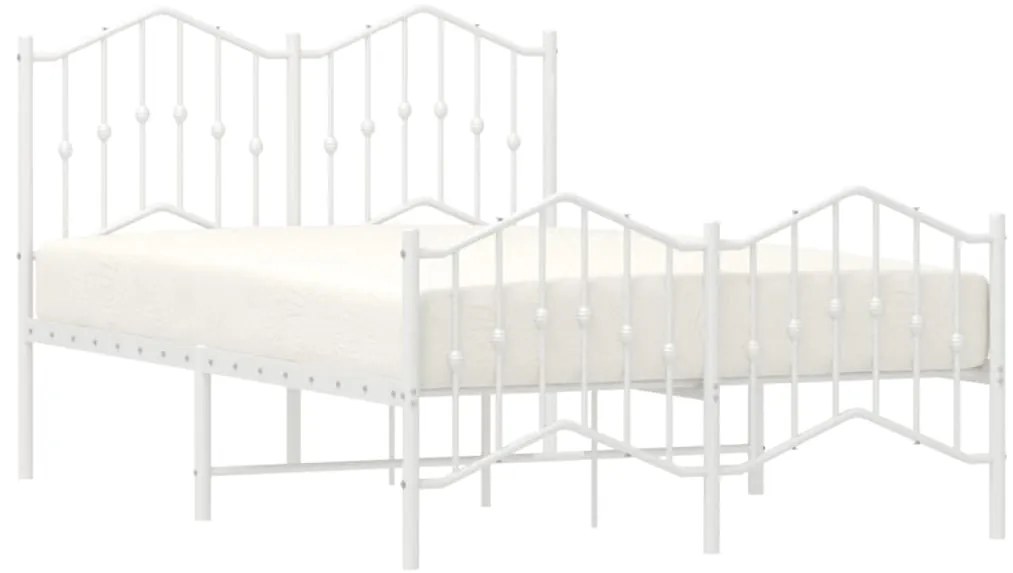 Estrutura de cama com cabeceira e pés 120x200 cm metal branco