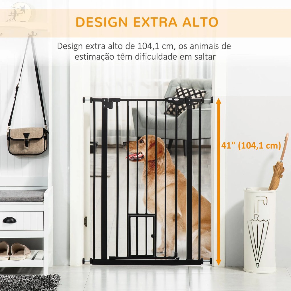 PawHut Barreira de Segurança para Cães com Porta Pequena Barreira para