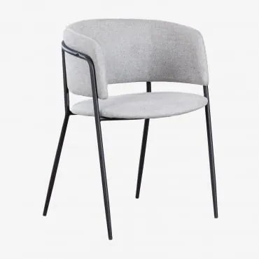 Cadeira De Jantar Estofada Nalon Negro & Tecido Cinza Claro & Tecido - Sklum