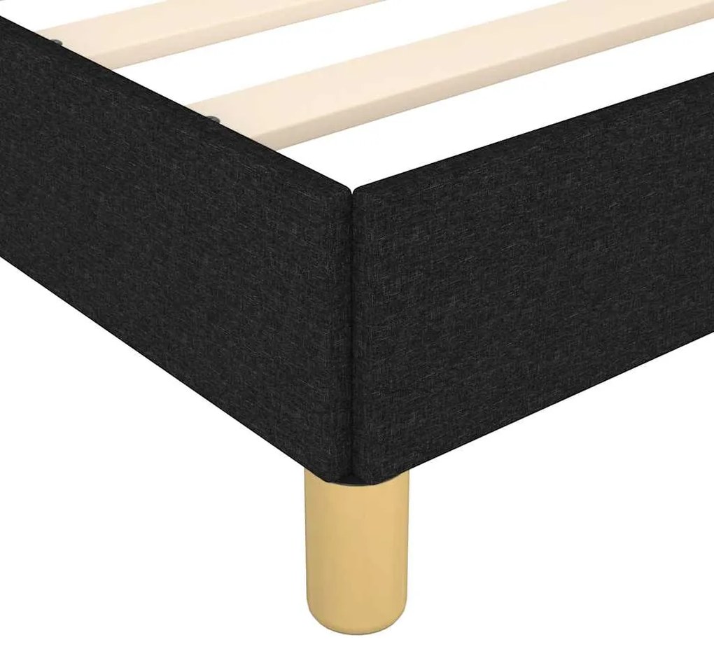 Estrutura cama c/ cabeceira sem colchão tecido 90x190 cm preto