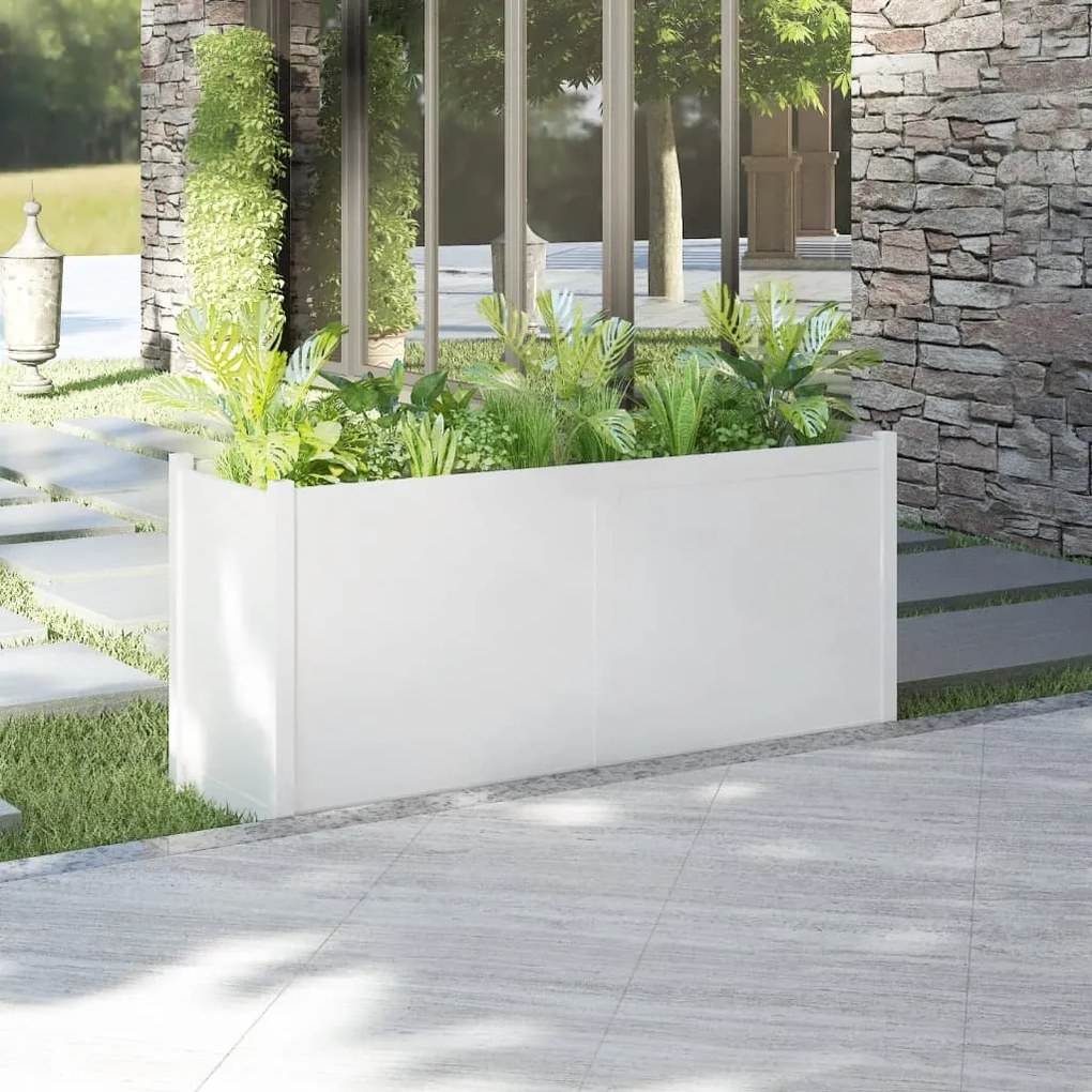 810755 vidaXL Vaso/floreira de jardim 150x50x70 cm pinho maciço branco