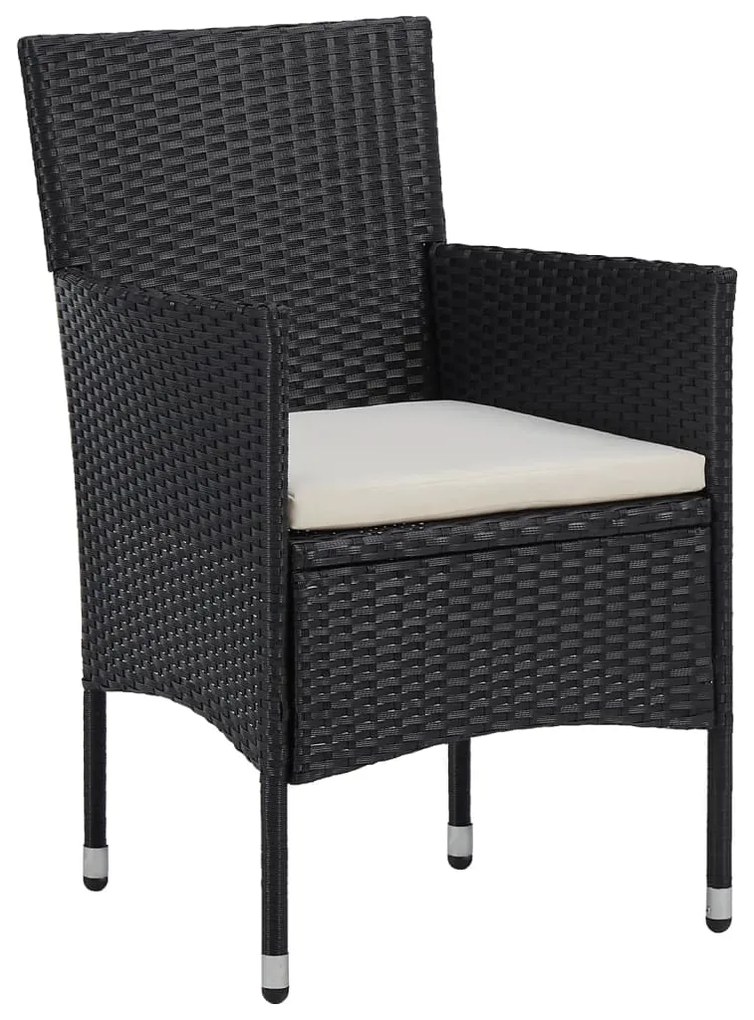 7 pcs conjunto de jantar para jardim vime PE preto