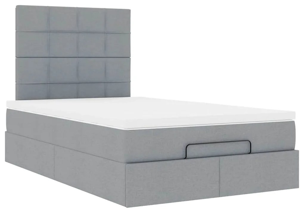 Estrutura cama otomana colchão 120x200 cm tecido cinzento claro
