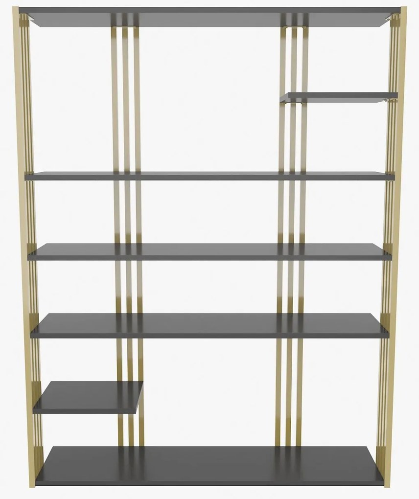 Estante Jenny – Antracite e Dourado – 120x160x29,6 cm