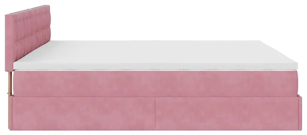 Estrutura de cama otomana com colchão 160x200 cm veludo rosa