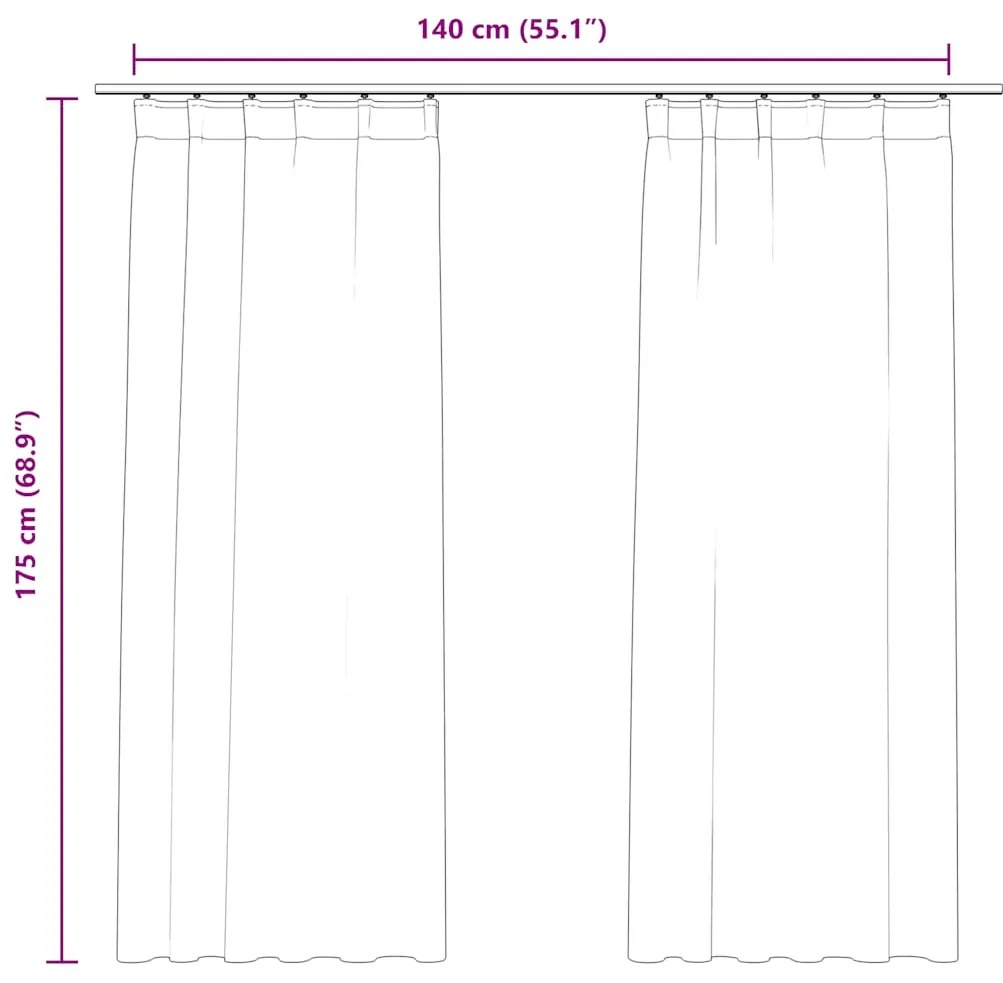 Cortinas blackout c/ ganchos 2 pcs 140x175cm veludo azul escuro