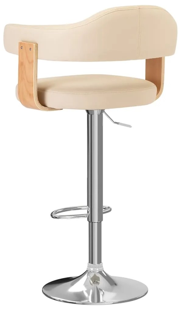 Bancos de bar 2 pcs madeira curvada e couro artificial creme