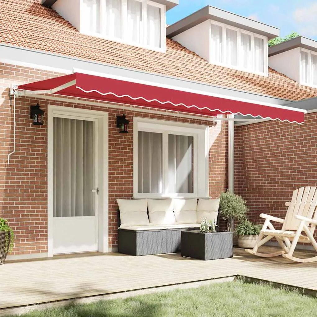 Toldo Retrátil Vermelho 400x200 cm Poliéster, Alumínio e Tecido