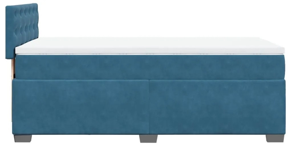 Cama com molas/colchão 80x200 cm veludo azul-escuro