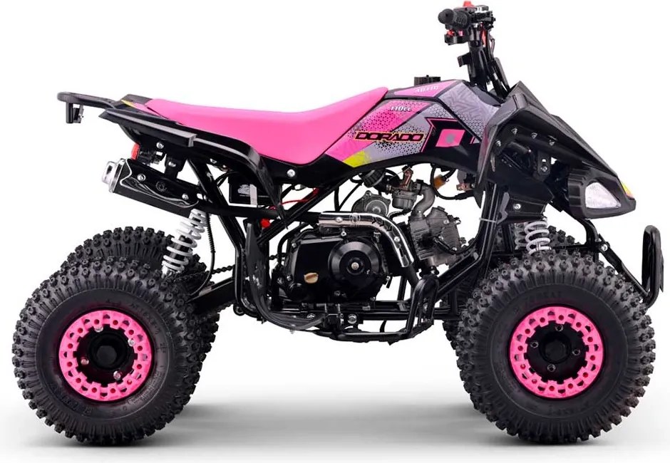 Mini moto 4 gasolina para crianças de 110 cc, automática, 4 tempos, com marcha-atrás e limitador de velocidade Dorado A110 R7 Rosa