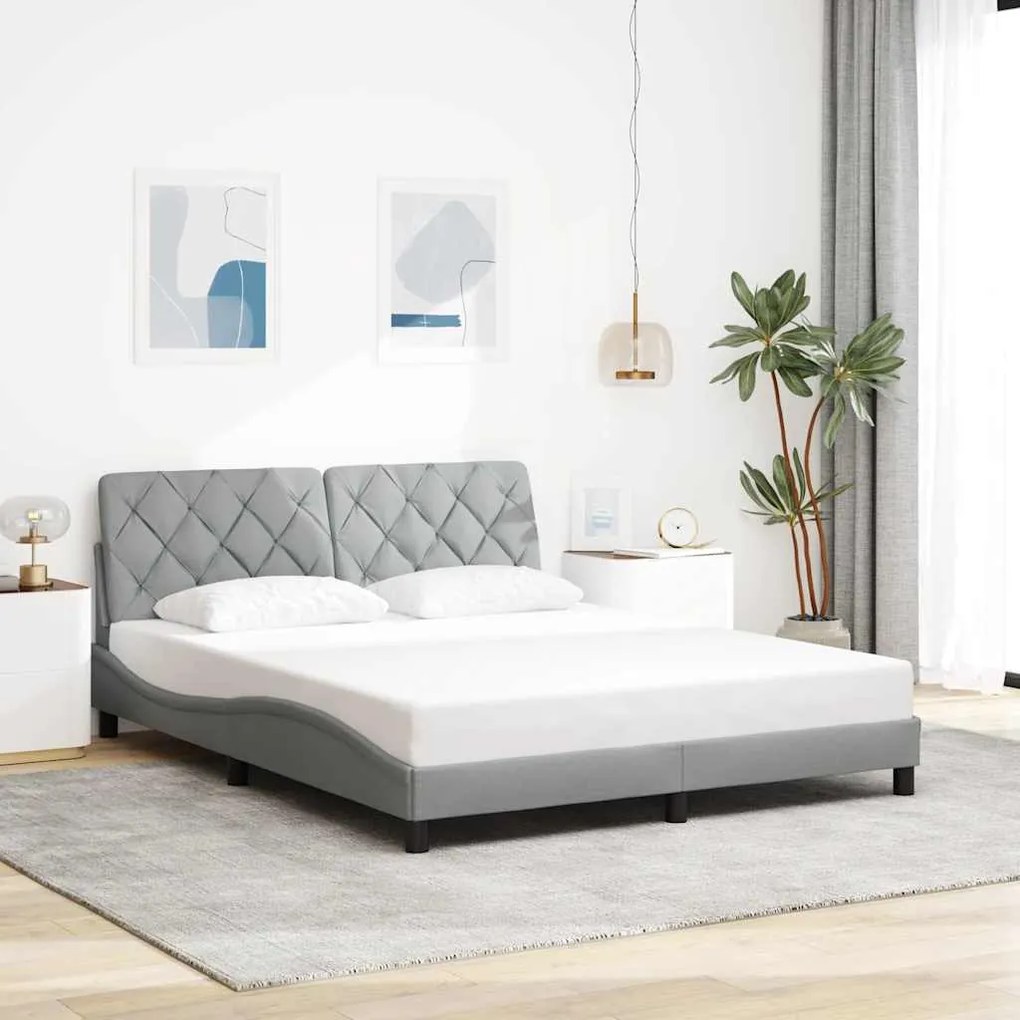 vidaXL Estrutura de cama sem colchão 160x200 cm tecido cinzento-claro