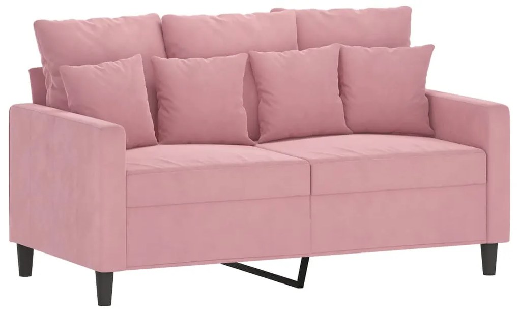 3 pcs conjunto de sofás com almofadões veludo rosa