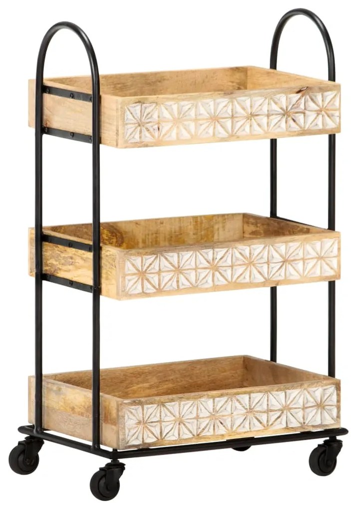 Carrinho de cozinha 3 prateleiras 46x30x76 cm mangueira maciça