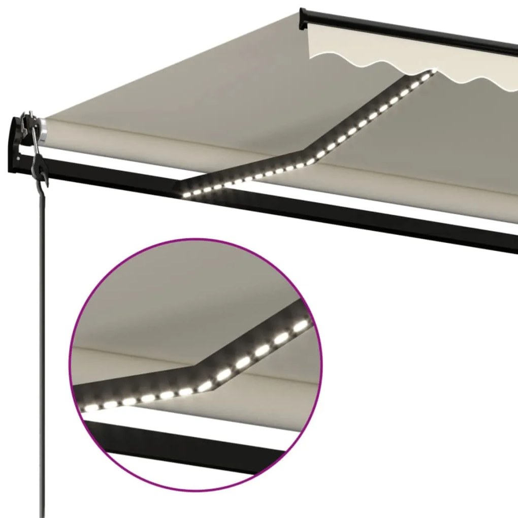 Toldo automático com LED e sensor de vento 450x350 cm cor creme