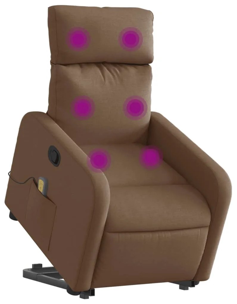 Poltrona reclinável massagens tecido castanho