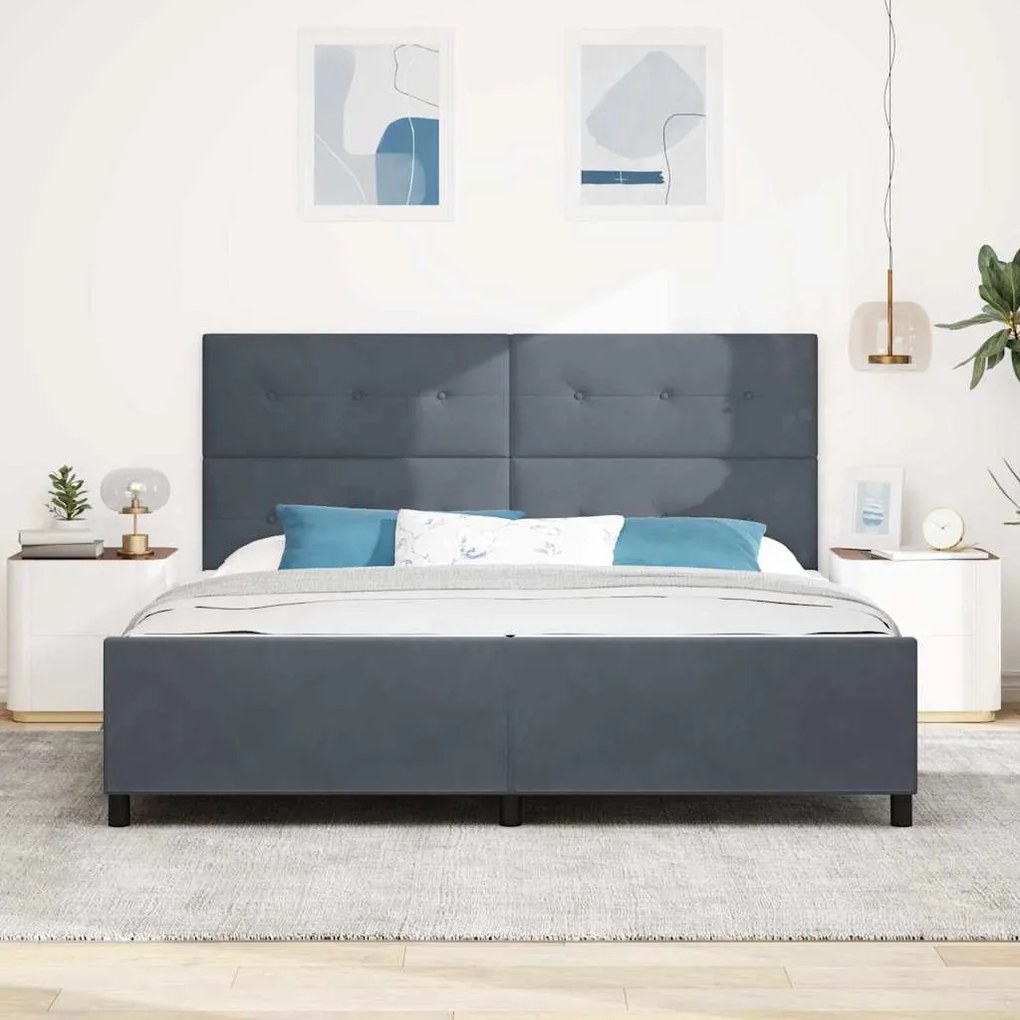 Cama vidaXL Cinza Escuro 200x200 cm Veludo