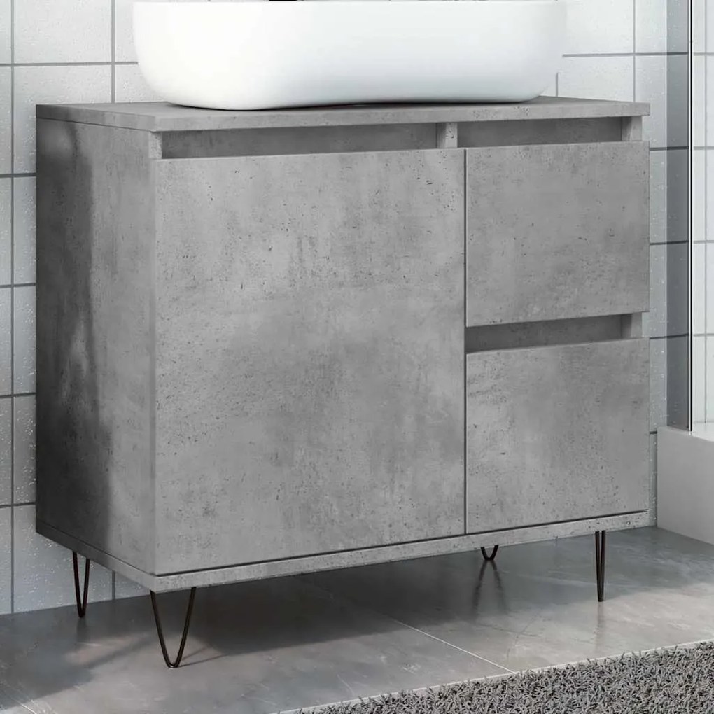 vidaXL Armário lavatório WC 65x33x60cm deriv. madeira cinzento cimento