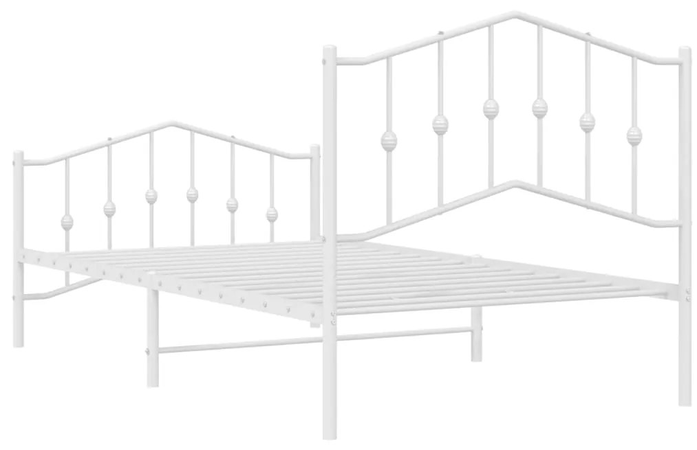 Estrutura de cama com cabeceira e pés 100x190 cm metal branco