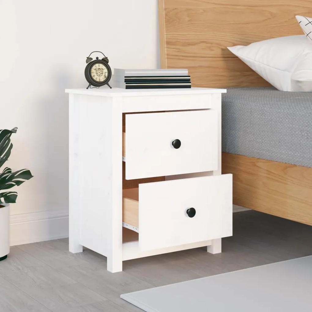 Mesa de cabeceira 50x35x61,5 cm madeira de pinho maciça branco