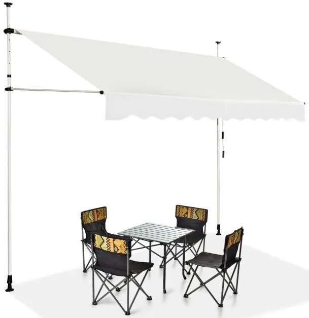 Toldo telescópico e retrátil 300 x 120 cm resistente aos raios UV impermeável com manivela manual e altura ajustável para janela varanda bege