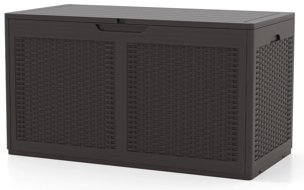 Caixa de resina para deck de 380L com tampa com trava e rodas - preta