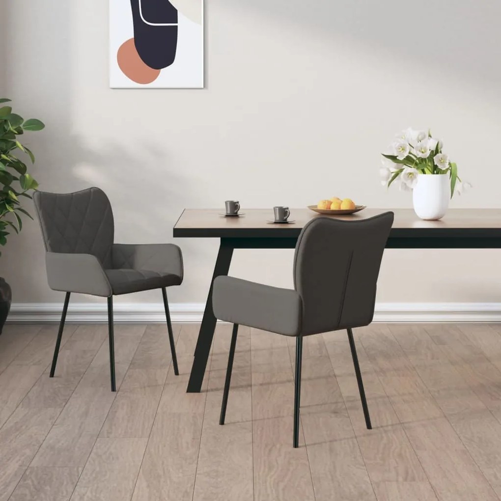 vidaXL Cadeiras de jantar 2 pcs tecido cinzento-escuro