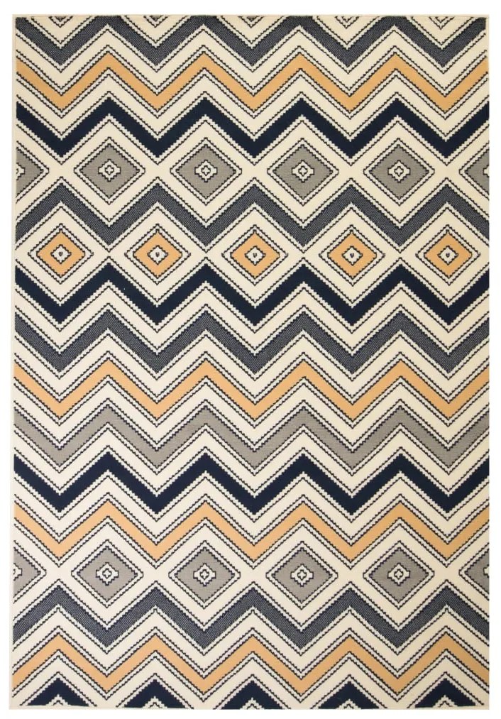 vidaXL Tapete moderno com design zigzag 80x150 cm castanho/preto/azul