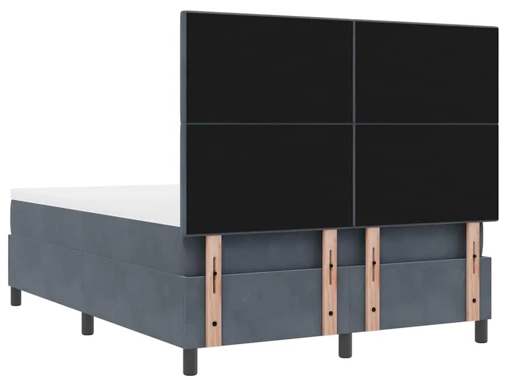 Cama Box Spring com Colchão vidaXL Cinza Escuro 140x190 cm Veludo
