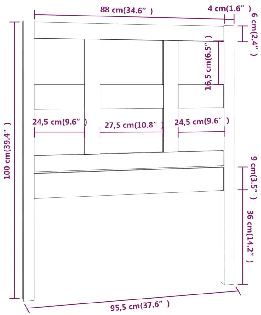 Cabeceira de cama 95,5x4x100 cm pinho maciço castanho mel