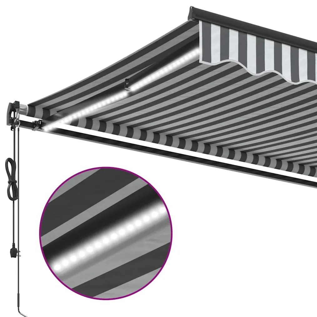 Toldo retrátil automático com LEDs 600x300 cm antracite/branco