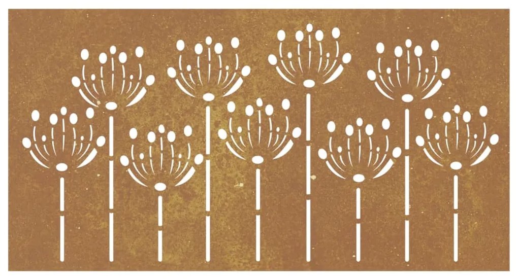 Decoração p/ muro de jardim 105x55 cm aço corten design flores