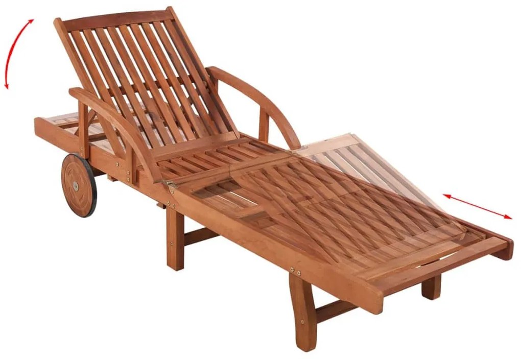 Espreguiçadeira com mesa madeira acácia maciça