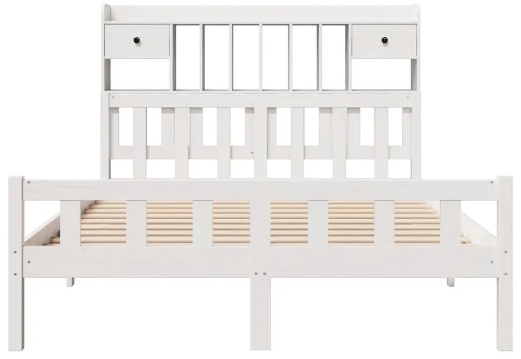 Cama com estante sem colchão 150x200 cm pinho maciço branco