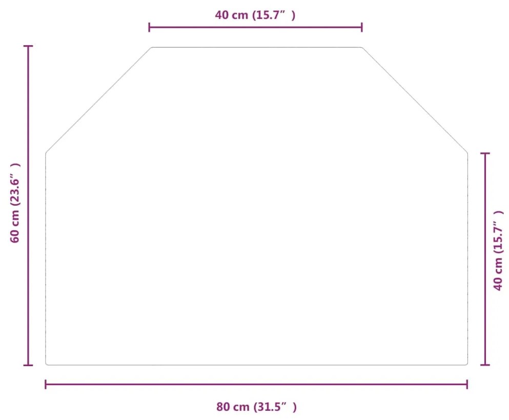 Placa de vidro para lareira hexagonal 80x60 cm