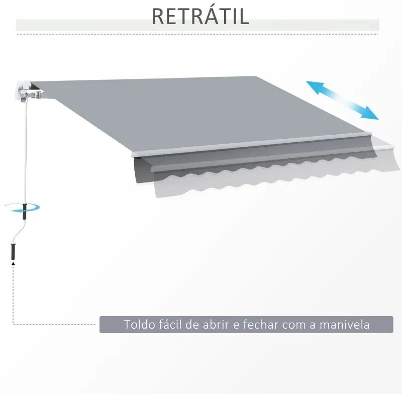 Toldo de Parede com Manivela - 295x245cm - Cinzento