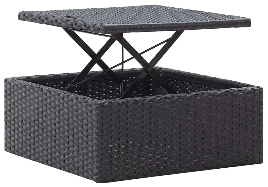 Espreguiçadeira de jardim com teto vime PE preto