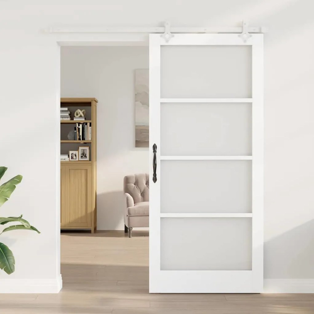 Porta Deslizante vidaXL com Conjunto de Hardware Branco 93x211 cm Made