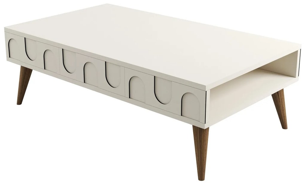 Mesa de Centro Lyon – Creme e Nogueira – 105x34,6x60 cm