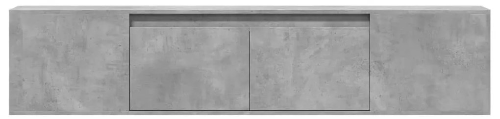 Móvel de parede p/ TV c/ luzes LED 180x31x39,5 cm cinza cimento