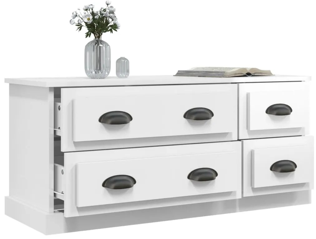Móvel de TV 100x35,5x45 cm derivados madeira branco brilhante