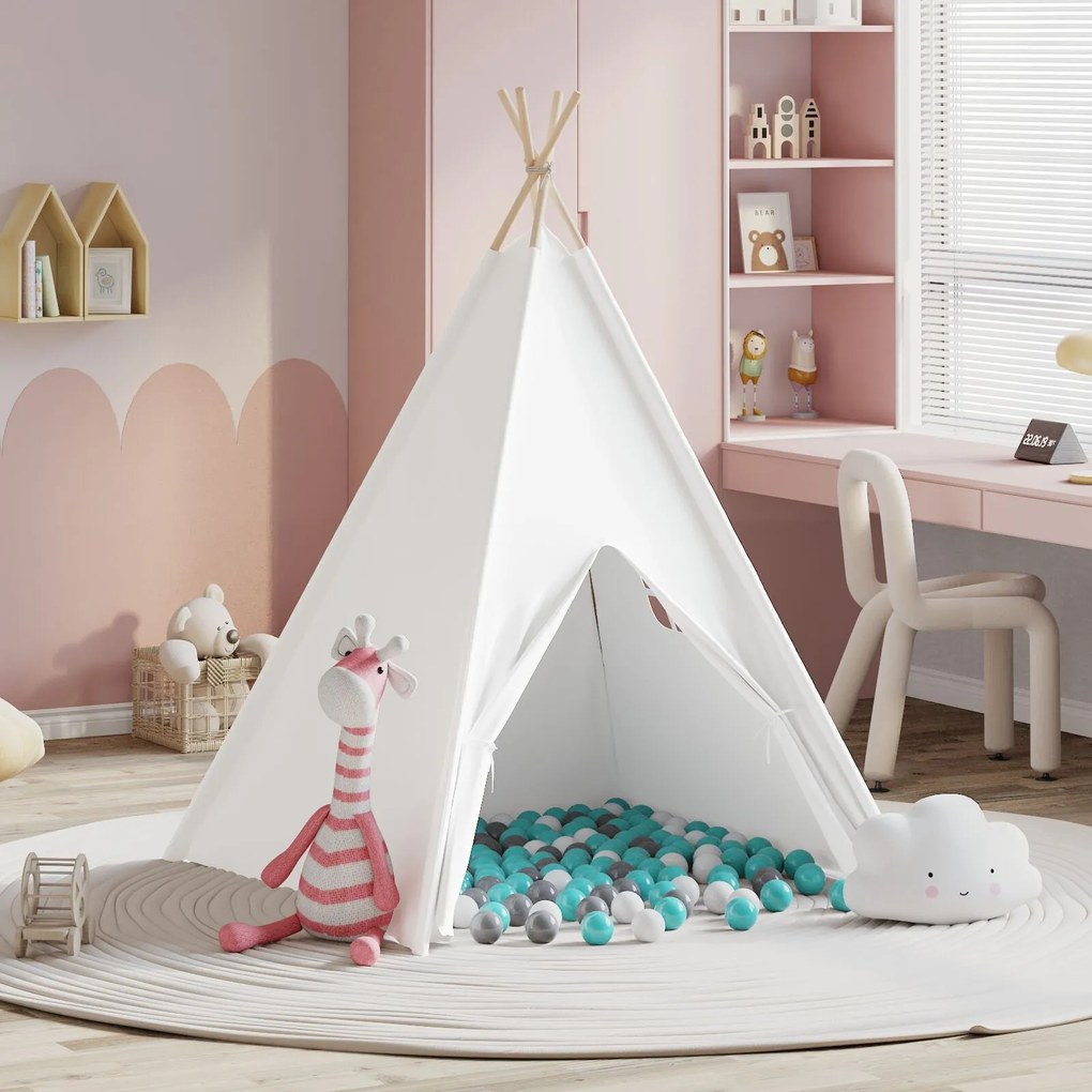Tenda Teepee para Crianças com Bolsa em Pêssego e Bola de Brincar Bran