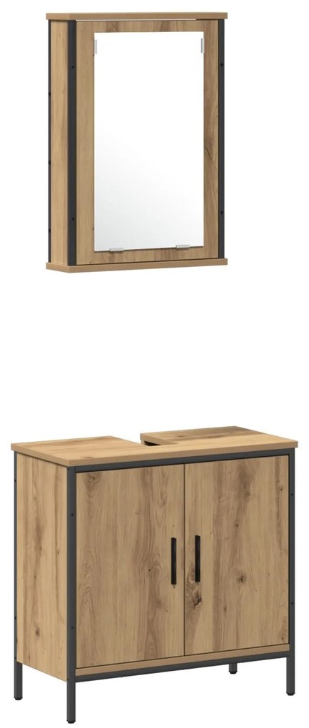 Conjunto de Mobiliário para Banheiro de 4 Peças em Carvalho Artisan e